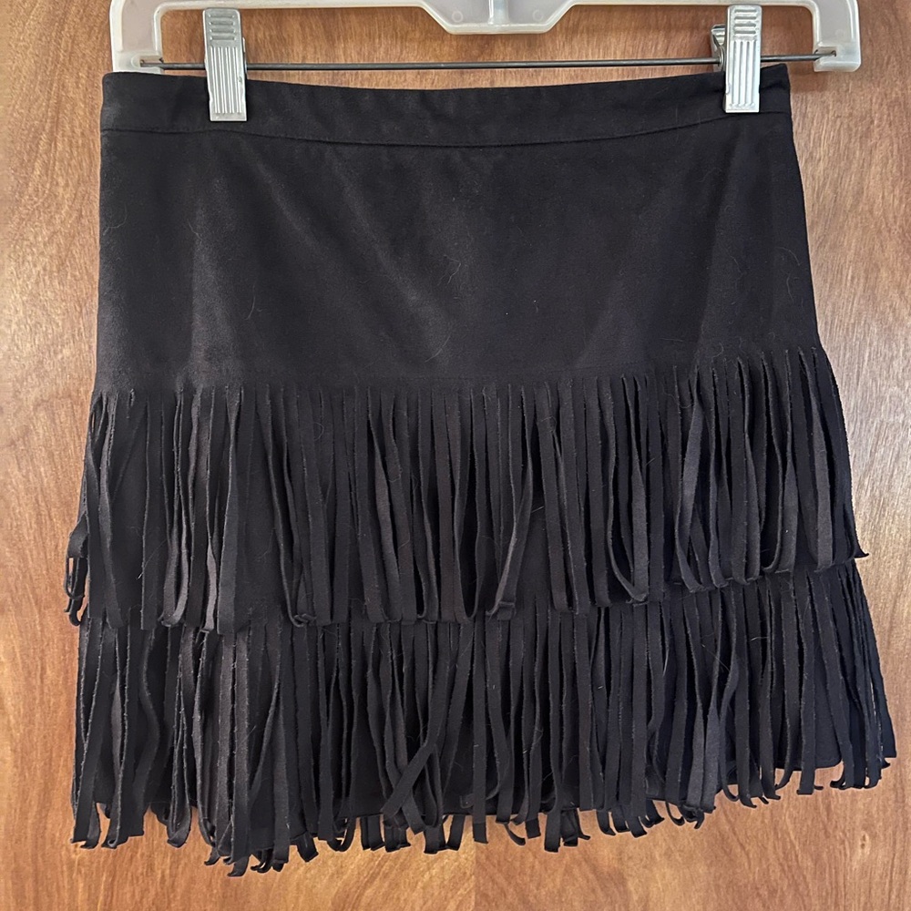 Hollister Black Fringe Mini Skirt